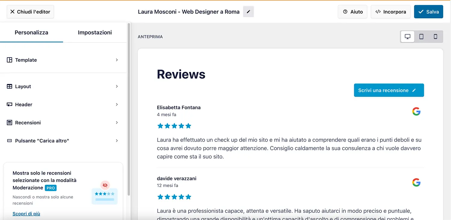 Come inserire le recensioni di google sul sito web - Plugin Reviews Feed